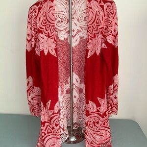 Chico's Red and White Knit Top